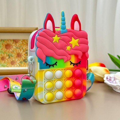 Cute Unicorn Silicone Mini Bag Squeeze Fidget Toy for Girls