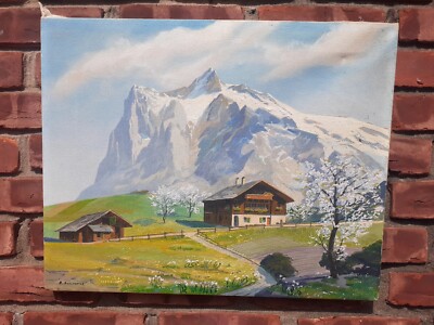 Eduardo Schlageter (1893-1974) Venezuelan-German Painting Of Berner Oberland...
