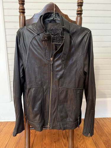 Mackage Black Lambskin Leather Motorcycle Jacket Moto Size 40