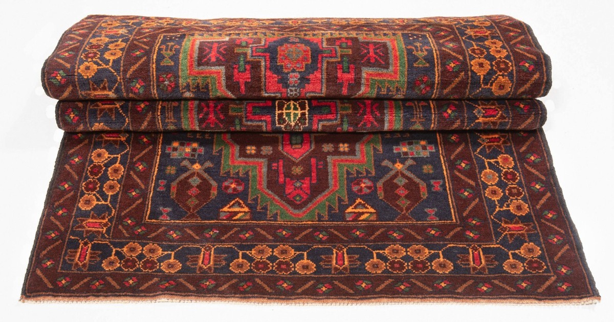 Grand Tapis Persan Balouch – 204x104 Cm – Laine Et Coton – Noué Main – Dicarpet