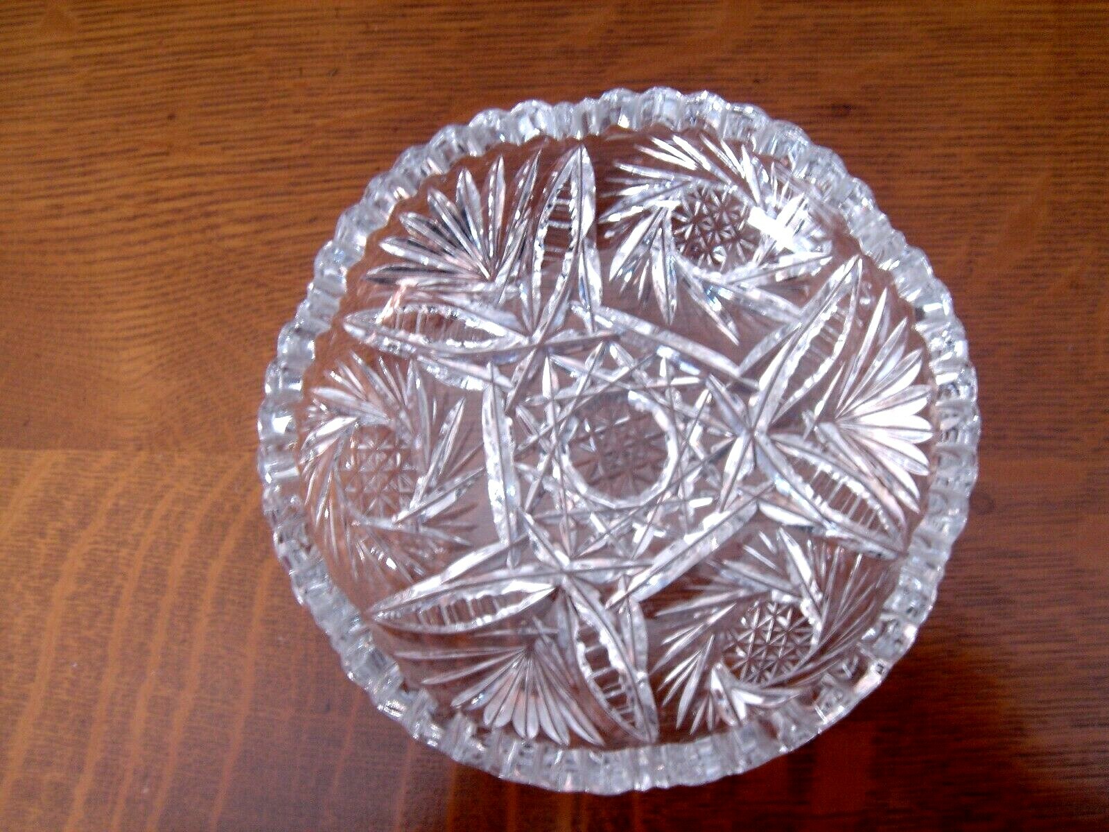 VINTAGE HEAVY CUT CRYSTAL SMALL BOWL 6" SAWTOOTH EDGE FAN PINWHEEL VG COND eBay