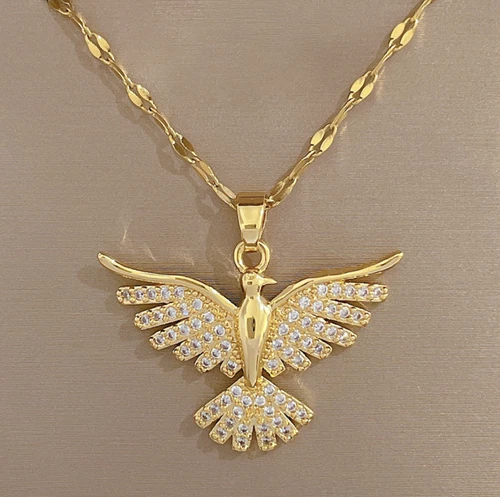 2023 Golden Phoenix Pendant Necklace Stainless Steel Eagles Neck Trend Jewelry