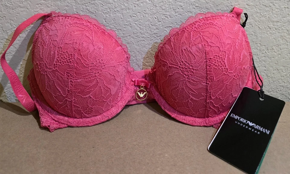 Sujetador push-up Emporio Armani ASV Eternal de encaje reciclado nuevo con etiquetas/rosa Foto 3 de 4