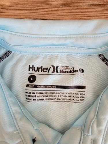 Hurley The Buckle Men's Size Large Short Sleeve Performance Blue Polo Shirt - Picture 3 of 7