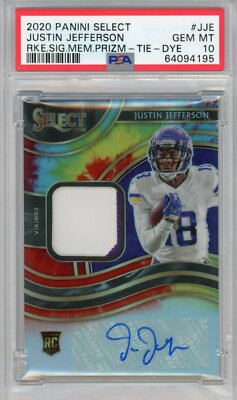 2020 Select Justin Jefferson RPA Tie Dye Autograph Jersey Patch