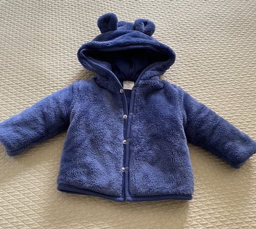 Navy Blue Baby Boy Sherpa Jacket Hooded 