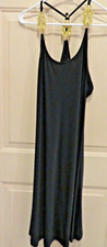 Amanda Charles Black Dress Evening Cocktail Sexy Straps Gold Knuths Large NEW