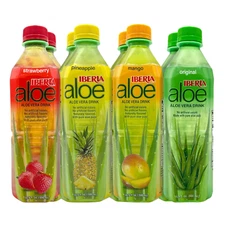 Iberia Aloe Vera Drink with Pure Aloe Pulp, Variety, (Pack of 8) 2 X Original, 2