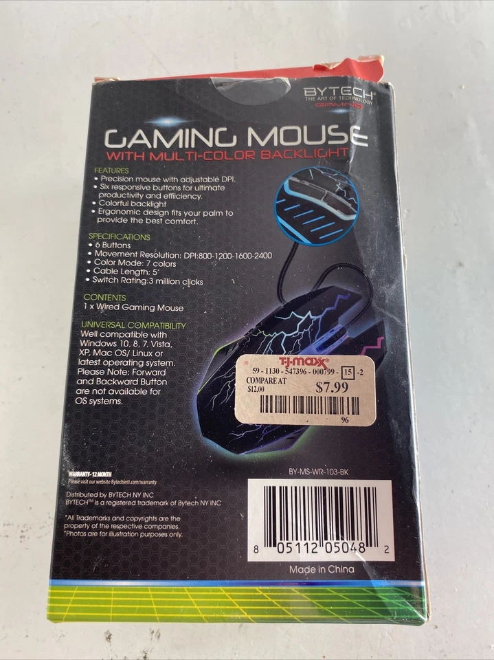 Bytech Multi-Color Backlight Gaming Mouse With 6 Buttons 7 LED Colors - Image 3 of 4