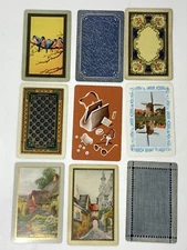 (LOT 27) 9 Individual Single Swap Trading Playing Cards ALL LINEN Art Artistic