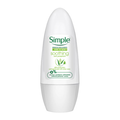 Simple Soothing Anti-Perspirant 45ml Roll-On Deodorant for Sensitive Skin