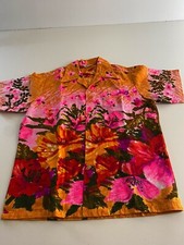 VTG 1950's Made Hawaii Loud SHORT SLEEVE BUTTON UP SHIRT Large Trim Length 30.5