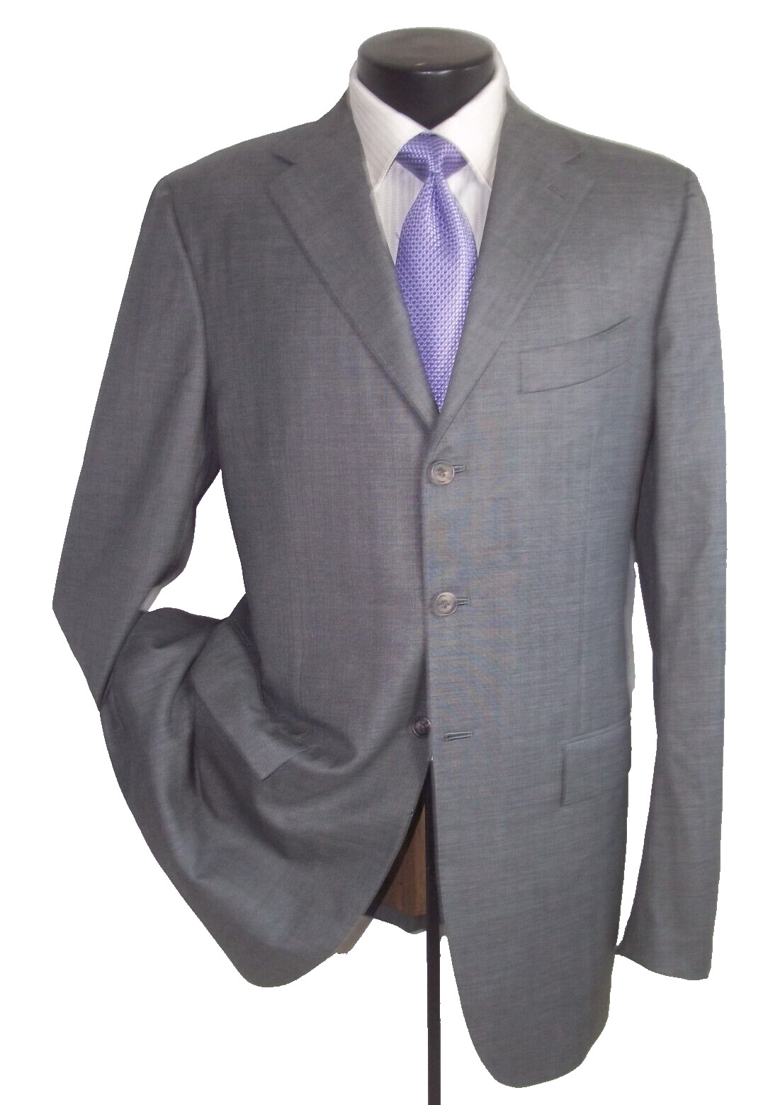 # Kiton Napoli solid gray 3button side vent wool … - image 1