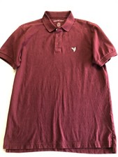 American Eagle Polo Shirt Men's Medium Standard Fit Burgundy Cotton Casual
