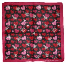 Lot of 6 Multiple Pink Red White Hearts Black 100 Cotton 22"x22" Bandana