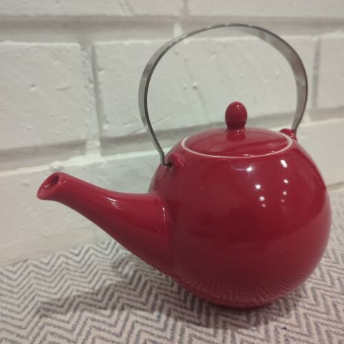 Teavana Tea House Collection Red 24 oz Teapot Round Fine Porcelain - Picture 5 of 13
