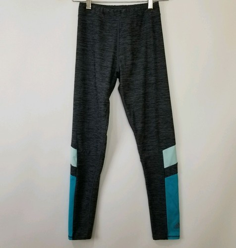 Adidas Gray Teal Stretch Flat Front Capri Yoga Pants Girl's Size L (12/14) - Picture 3 of 6