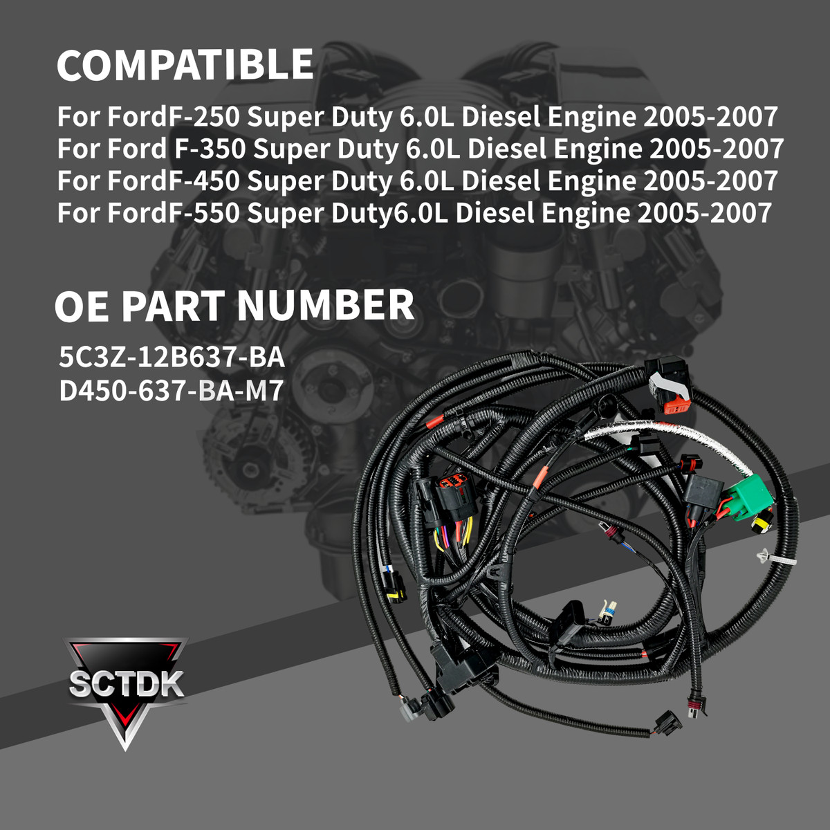 For 2005-2007 Ford Super Duty Diesel Engine Wiring Harness 6.0L 