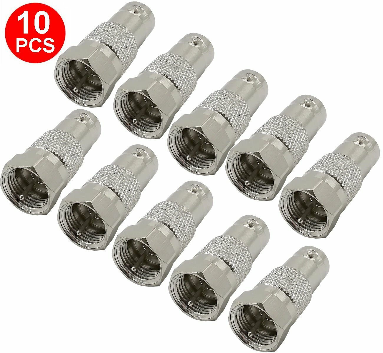 10 Pcs BNC Female to F Type Male Coax Coaxial Cable Connector Adapter Converter