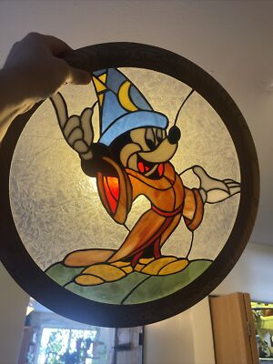 Mickey Mouse Fantasia Sorcerer's Apprentice Stained Leaded Glass Window C Detail