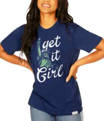 TIPSY ELVES GET IT GIRL TEE Women's Size Large BLUE 4TH OF JULY  NEW!!