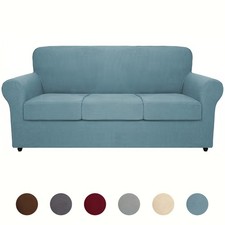 Three-piece cornflake-patterned elastic fabric armchair cover, including seat co