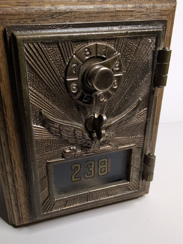 Antique Vintage Post Office Door Mail Box Postal Bank Flying Eagle #238 W/combo - Picture 2 of 9