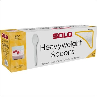 Solo Heavyweight Plastic Spoon, White, 500-count Kitchen Home Party Supplies USA