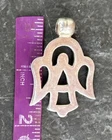 Vintage 925 Sterling Silver Heart Halo Angel Pendant  Jewelry 1 3/4 Long 11.7Gr