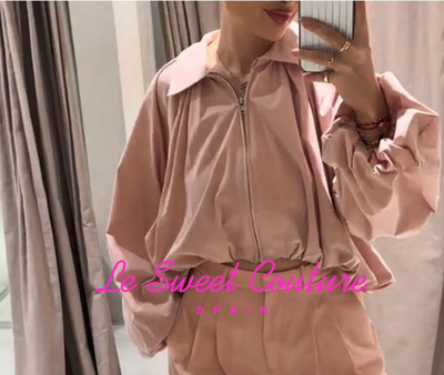 ZARA WOMAN SS26 PUFF SLEEVE BOMBER JACKET CHALK PINK 4344/169/626