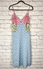 ENGLISH FACTORY Women's Bright Multicolor Mixed Pattern Thin Strap Satin Midi XL