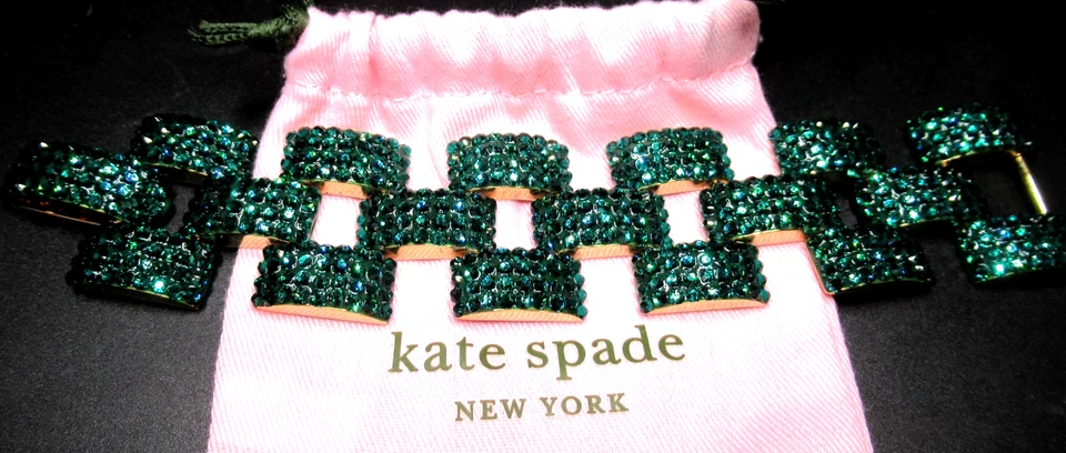 $225 KATE SPADE Preciosa Pulsera de Estrás Verde ¡En Bolsa y Caja Original! Foto 3 de 4