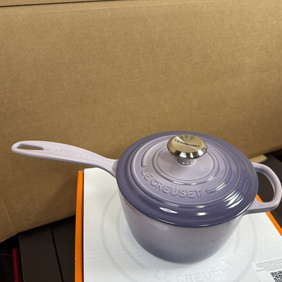 #ad Le Creuset Signature Enameled Cast Iron Handled Saucepan With Lid 1.75qt Bluebel $180.00