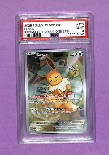 2025 PSA 9 Graded Pokemon Eevee 173/131 Prismatic Evolutions Elite Trainer Box