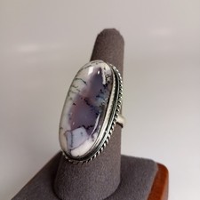 Artisan Crafted Sterling Silver 925 Oval Dendritic Opal Gemstone Ring Size 9