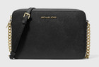 Michael Kors Jet Set Large East West Black/Gold Leather Crossbody Bag Handbag