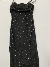 Nasty Gal Collection Cowl Neck Polka Dot Midi Slip Dress Black White Size 4