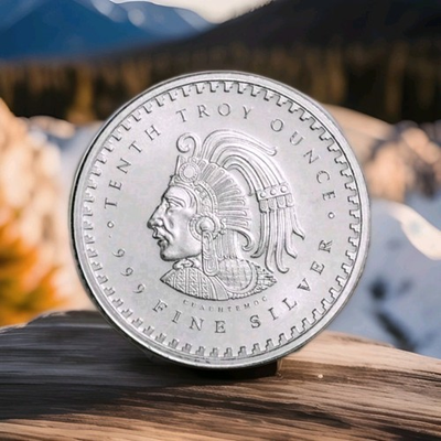 #ad .999 Fine Silver Mexican Aztec Calendar Coin 1 10 oz Pure Silver Round Free Ship $22.50