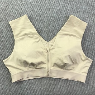 Tommie Copper Sports Bra Womens 3XL Beige Compression Front Zip Posture Support