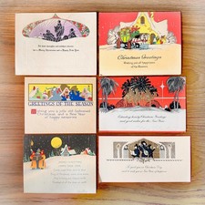 Vtg Christmas One-Sided Greeting Cards Lot of 6