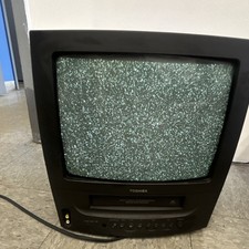 Toshiba Vintage CRT Television with Built-In VCR Black Classic Retro TV