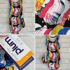 NEW Plum Practicewear Gymnastics Blk Print Leotard Leo & Scrunchie Child Small