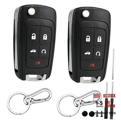 2 Pack 5 Button Key Fob Case for Chevy Cruze Equinox Impala Camaro Malibu
