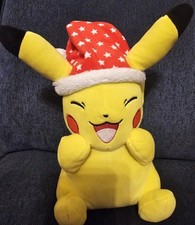 Pokemon Holiday Pikachu Red Santa Hat w/Stars 8" Plush 2022 Christmas Official