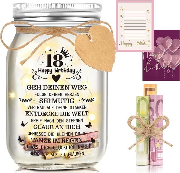 Geldgeschenk 18. Geburtstag LED Flaschenlicht FüR MäDchen Und Jungen-image