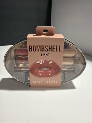 Beauty Evolved Bombshell Lip Kit   Lip Oil, Lipstick, Lip Gloss & Pencil Set New