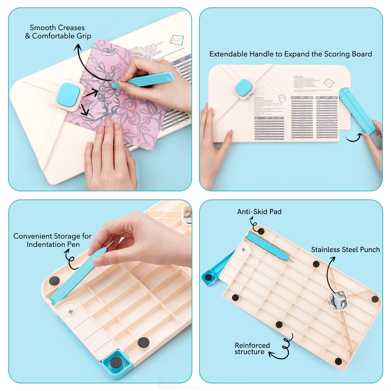 3-In-1 Punch Board for Envelopes Gift Boxes Bows Perfect for Birthdays, Holidays