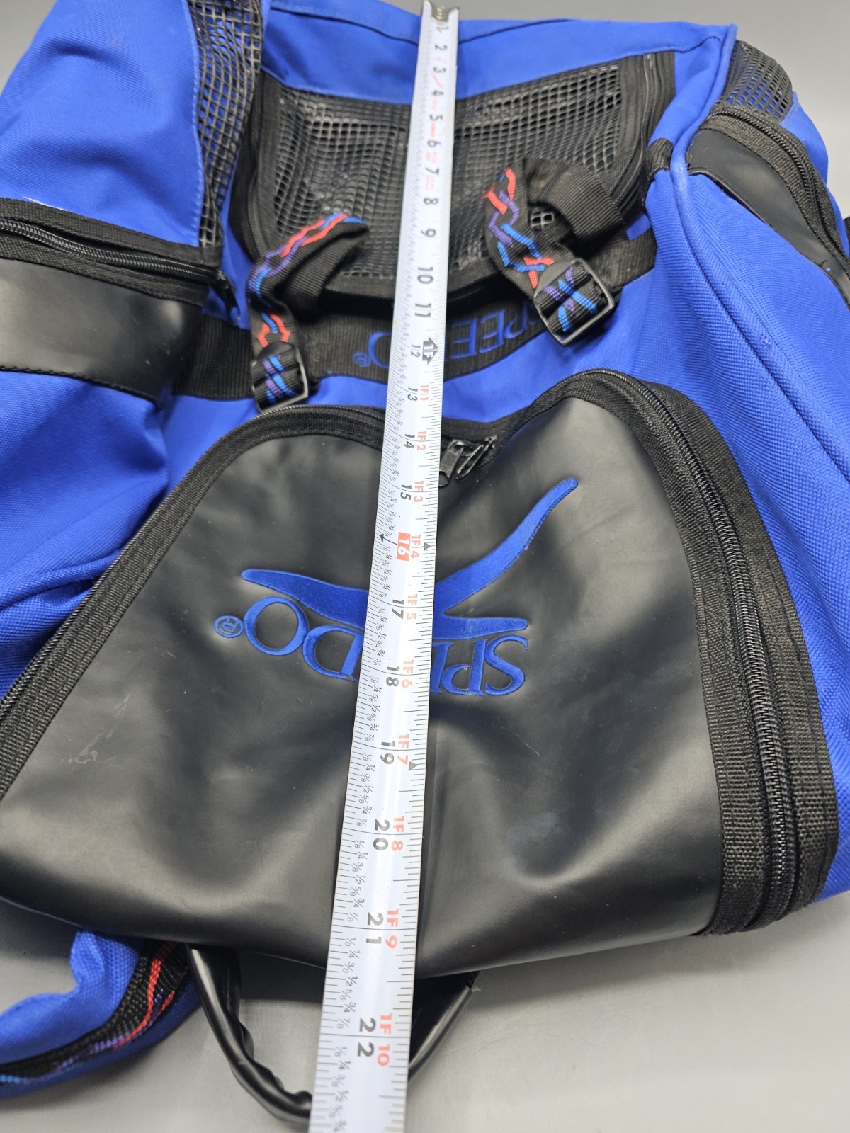 Vintage 90s  Speedo Large Blue Backpack Book Bag Swim Bag Sports Tribal Straps