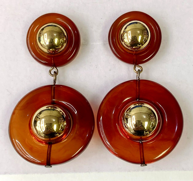 QVC Luxe Rachel Zoe Centric Bead Drop Brown Earrings