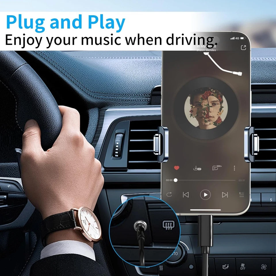 Lote de Adaptador de Audio Música Auxiliar Cable Tipo-C Tipo-C Macho a Cable de 3.5mm Coche AUX Foto 4 de 4